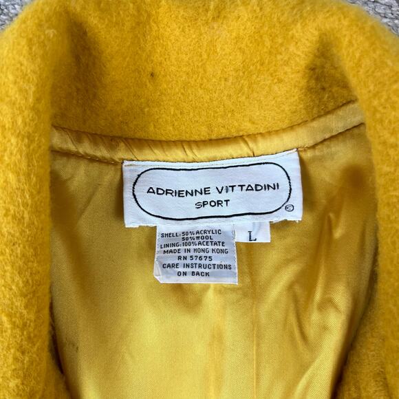 Vintage Adrienne Vittadini Yellow Wool Blend Button Front Collared Jacket (L) - Picture 6 of 15